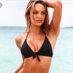 Victoria’s Secret Black Tie Front Bikini Top